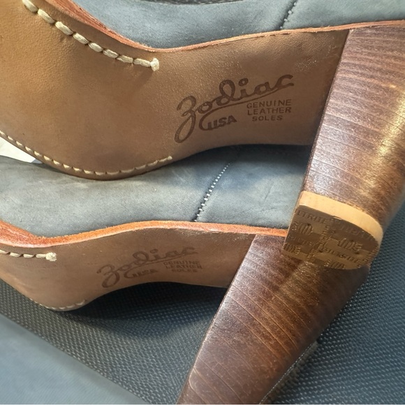 VTG Womens NOS Cowboy Boots ZODIAC USA Grey Suede Heeled Costal Cowgirl Size 8M - Picture 5 of 11